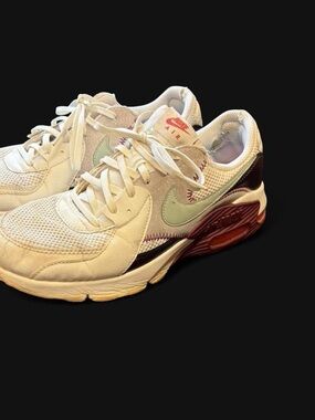 Nike White Sneakers with Mint Swoosh and Burgundy Accents